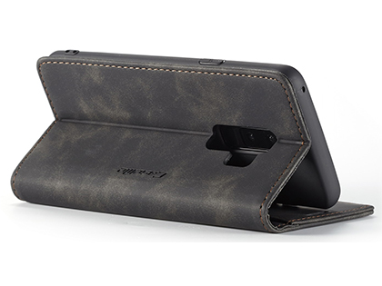 CaseMe Slim Synthetic Leather Wallet Case with Stand for Samsung Galaxy S9 - Charcoal