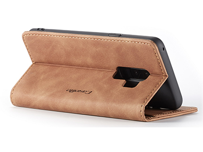 CaseMe Slim Synthetic Leather Wallet Case with Stand for Samsung Galaxy S9 - Tan