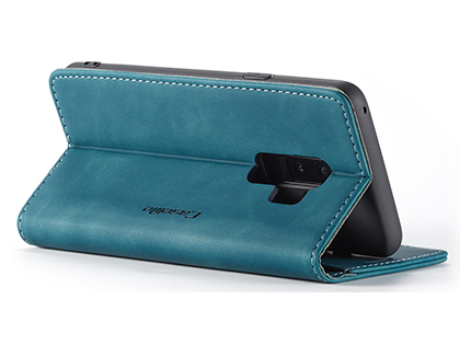 CaseMe Slim Synthetic Leather Wallet Case with Stand for Samsung Galaxy S9+ - Teal