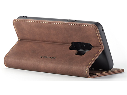 CaseMe Slim Synthetic Leather Wallet Case with Stand for Samsung Galaxy S9+ - Chocolate