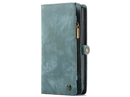 CaseMe 2-in-1 Synthetic Leather Wallet Case for Samsung Galaxy Note20 - Teal/Ash