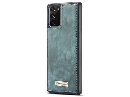 CaseMe 2-in-1 Synthetic Leather Wallet Case for Samsung Galaxy Note20 - Teal/Ash
