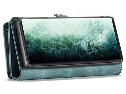 CaseMe 2-in-1 Synthetic Leather Wallet Case for Samsung Galaxy Note20 - Teal/Ash