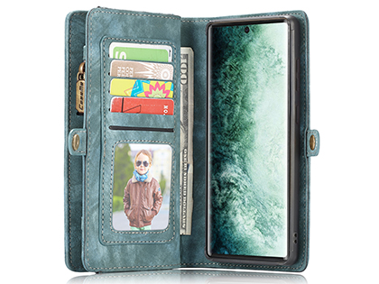 CaseMe 2-in-1 Synthetic Leather Wallet Case for Samsung Galaxy Note20 - Teal/Ash