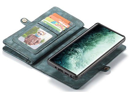 CaseMe 2-in-1 Synthetic Leather Wallet Case for Samsung Galaxy Note20 - Teal/Ash