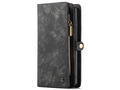 CaseMe 2-in-1 Synthetic Leather Wallet Case for Samsung Galaxy Note20 - Khaki/Grey Leather Wallet Case