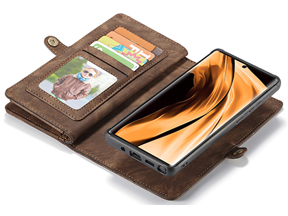 CaseMe 2-in-1 Synthetic Leather Wallet Case for Samsung Galaxy Note20 - Beige/Tan