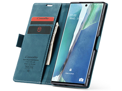CaseMe Slim Synthetic Leather Wallet Case with Stand for Samsung Galaxy Note20 - Teal