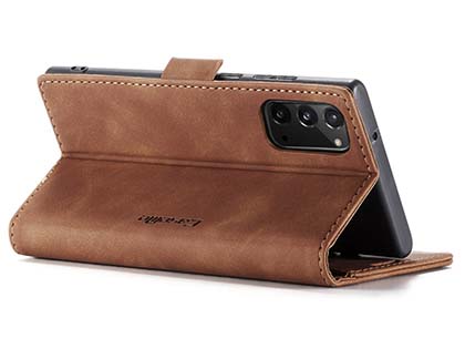 CaseMe Slim Synthetic Leather Wallet Case with Stand for Samsung Galaxy Note20 - Tan