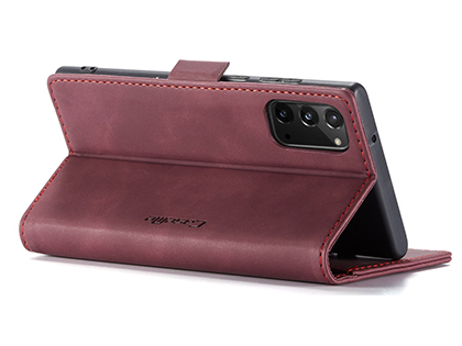 CaseMe Slim Synthetic Leather Wallet Case with Stand for Samsung Galaxy Note20 - Burgundy