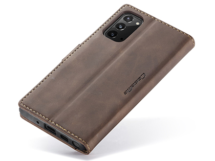 CaseMe Slim Synthetic Leather Wallet Case with Stand for Samsung Galaxy Note20 - Chocolate