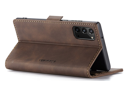 CaseMe Slim Synthetic Leather Wallet Case with Stand for Samsung Galaxy Note20 - Chocolate