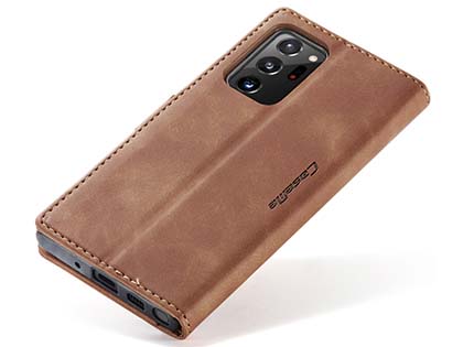 CaseMe Slim Synthetic Leather Wallet Case with Stand for Samsung Galaxy Note20 Ultra - Tan