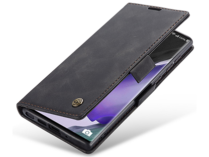 CaseMe Slim Synthetic Leather Wallet Case with Stand for Samsung Galaxy Note20 Ultra - Charcoal Leather Wallet Case