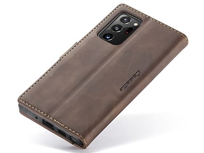 CaseMe Slim Synthetic Leather Wallet Case with Stand for Samsung Galaxy Note20 Ultra - Chocolate