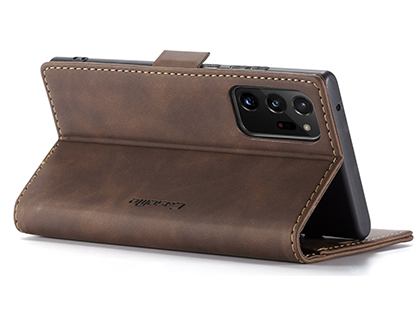 CaseMe Slim Synthetic Leather Wallet Case with Stand for Samsung Galaxy Note20 Ultra - Chocolate
