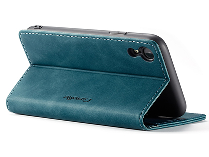 CaseMe Slim Synthetic Leather Wallet Case with Stand for iPhone XR - Teal