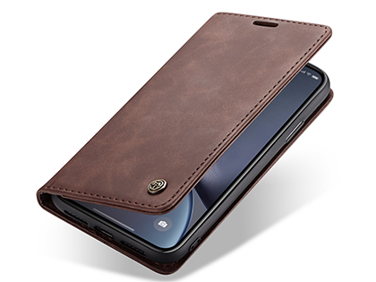 CaseMe Slim Synthetic Leather Wallet Case with Stand for iPhone XR - Chocolate Leather Wallet Case