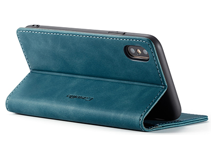 CaseMe Slim Synthetic Leather Wallet Case with Stand for iPhone Xs Max - Teal