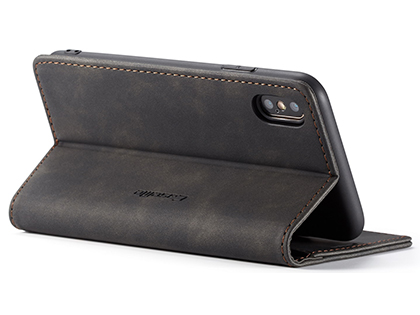 CaseMe Slim Synthetic Leather Wallet Case with Stand for iPhone Xs Max - Charcoal