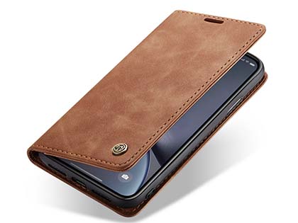 CaseMe Slim Synthetic Leather Wallet Case with Stand for iPhone Xs Max - Tan Leather Wallet Case