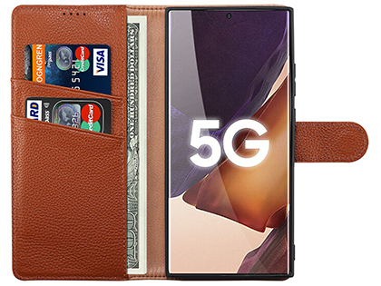 Premium Leather Wallet Case for Samsung Galaxy Note20 - Caramel