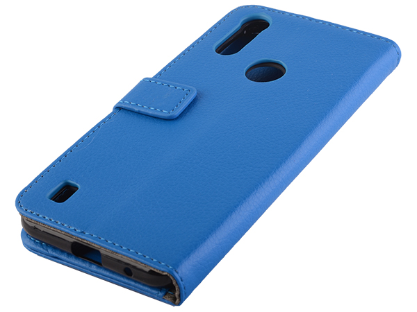Synthetic Leather Wallet Case with Stand for Motorola Moto E6s (2020) - Blue Leather Wallet Case
