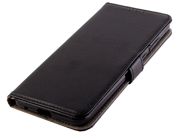 Synthetic Leather Wallet Case with Stand for Motorola Moto E6s (2020) - Black