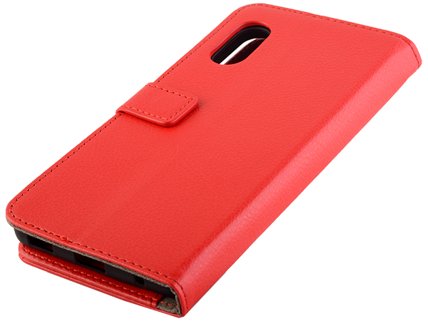 Synthetic Leather Wallet Case with Stand for Samsung Galaxy XCover Pro - Red