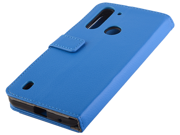 Synthetic Leather Wallet Case with Stand for Motorola Moto G8 Power Lite - Blue Leather Wallet Case