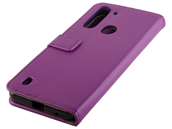 Synthetic Leather Wallet Case with Stand for Motorola Moto G8 Power Lite - Purple Leather Wallet Case