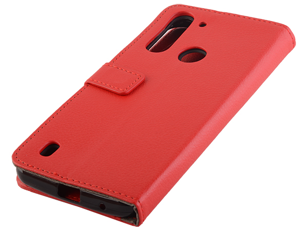 Synthetic Leather Wallet Case with Stand for Motorola Moto G8 Power Lite - Red Leather Wallet Case