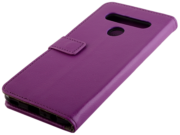 Synthetic Leather Wallet Case with Stand for LG K61 - Purple Leather Wallet Case