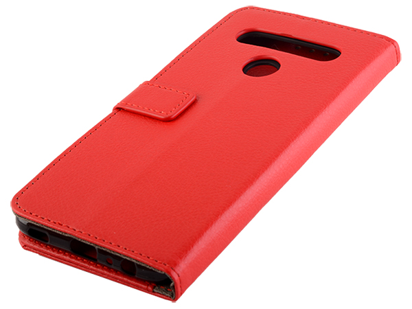 Synthetic Leather Wallet Case with Stand for LG K61 - Red Leather Wallet Case