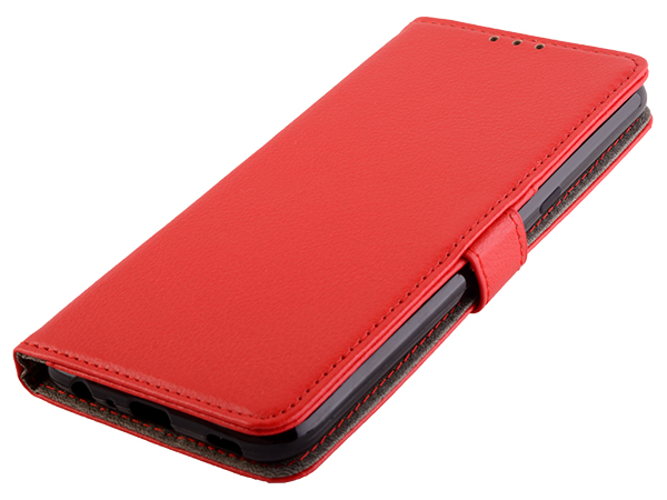 Synthetic Leather Wallet Case with Stand for LG K61 - Red