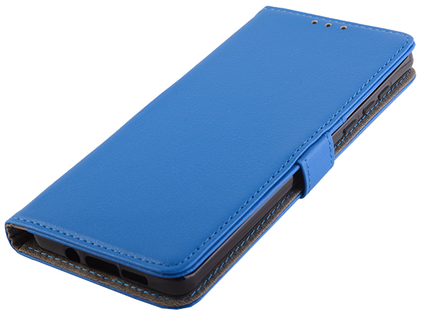 Synthetic Leather Wallet Case with Stand for Motorola Edge - Blue