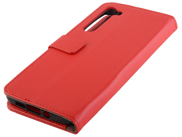 Synthetic Leather Wallet Case with Stand for Motorola Edge - Red Leather Wallet Case