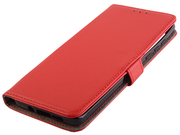 Synthetic Leather Wallet Case with Stand for Motorola Edge - Red