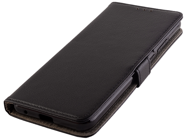 Synthetic Leather Wallet Case with Stand for Motorola Moto G8 Power Lite - Black