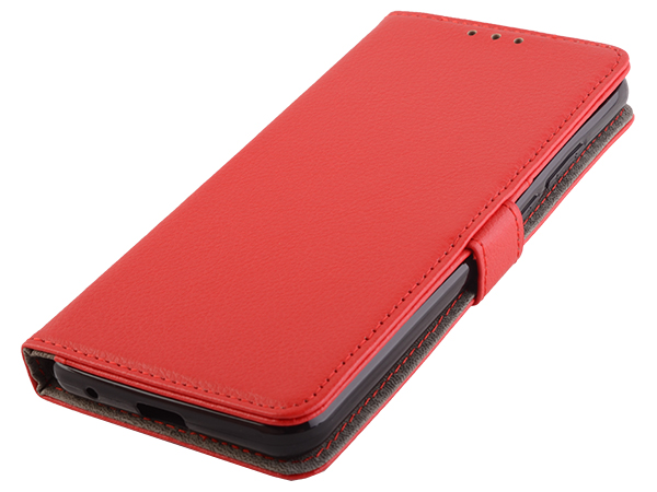 Synthetic Leather Wallet Case with Stand for Motorola Moto G8 Power Lite - Red