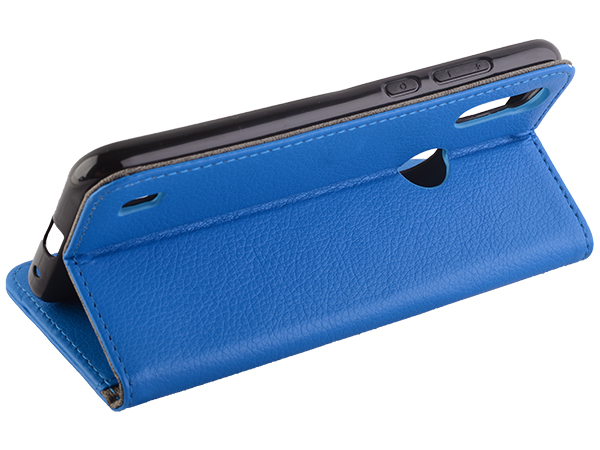 Synthetic Leather Wallet Case with Stand for Motorola Moto E6s (2020) - Blue