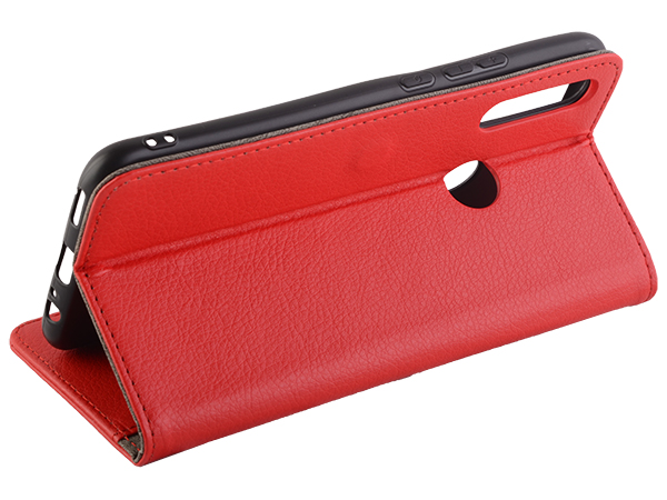 Slim Synthetic Leather Wallet Case with Stand for Huawei Y9 Prime (2019) - Red