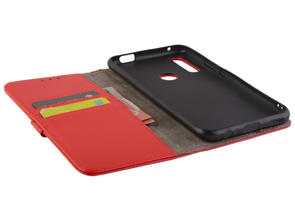 Slim Synthetic Leather Wallet Case with Stand for Huawei Y9 Prime (2019) - Red