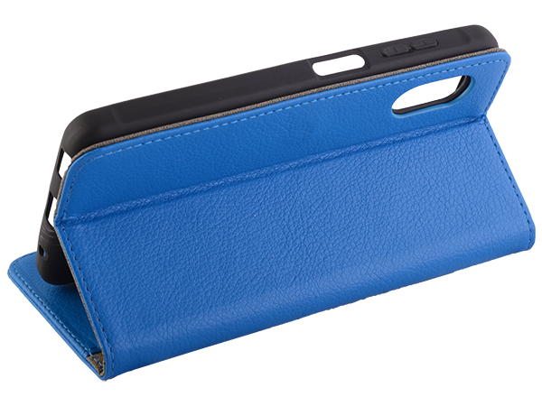 Synthetic Leather Wallet Case with Stand for Samsung Galaxy XCover Pro - Blue