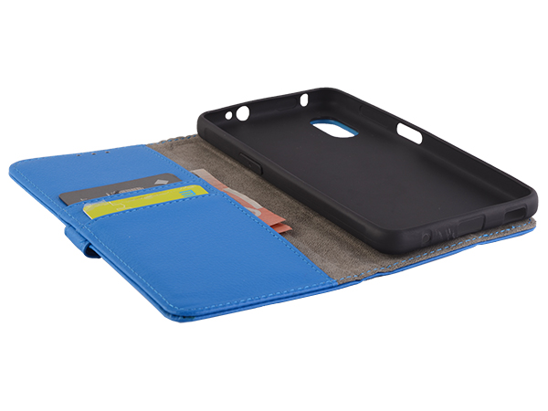Synthetic Leather Wallet Case with Stand for Samsung Galaxy XCover Pro - Blue