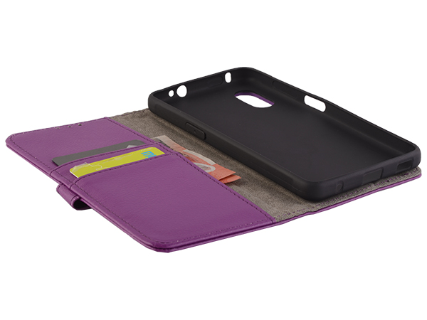 Synthetic Leather Wallet Case with Stand for Samsung Galaxy XCover Pro - Purple