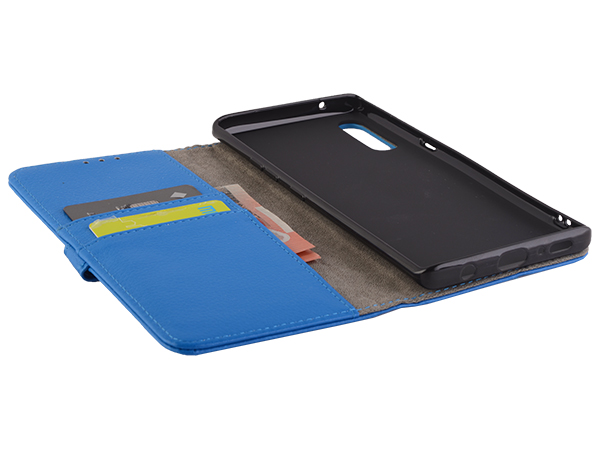 Synthetic Leather Wallet Case with Stand for LG Velvet - Blue