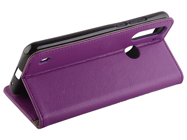 Synthetic Leather Wallet Case with Stand for Motorola Moto G8 Power Lite - Purple