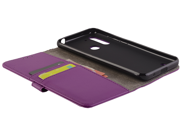 Synthetic Leather Wallet Case with Stand for Motorola Moto G8 Power Lite - Purple