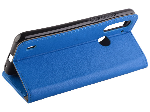 Synthetic Leather Wallet Case with Stand for Motorola Moto G8 Power Lite - Blue